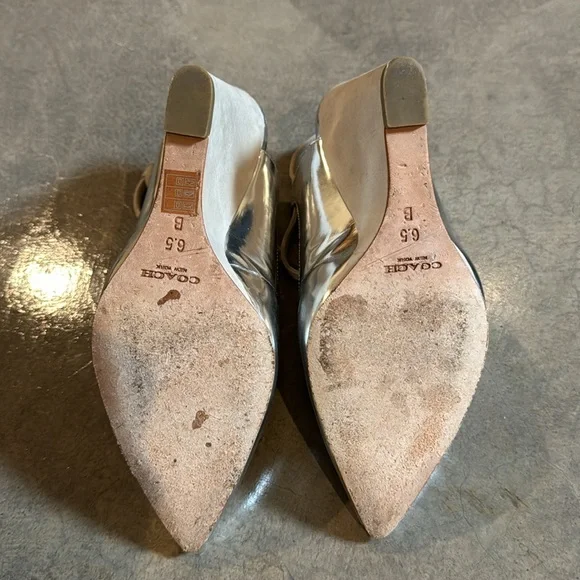 COACH Ollie Wedge Heels: Silver Metallic - Size 6.5 *With Box* - Picture 3 of 5